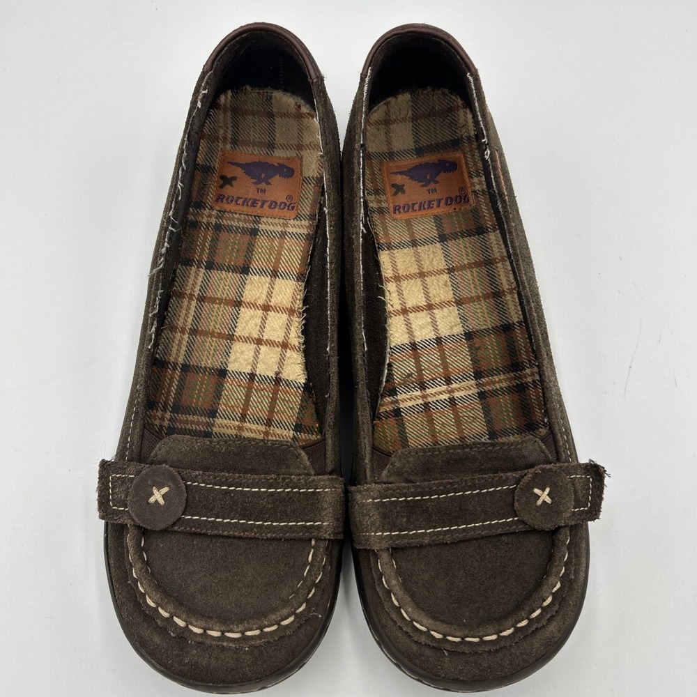 Rocket Dog Y2K Brown Suede Slip On Shoes 8.5 Whimsygoth Preppy Downtown Chic - Picture 5 of 14